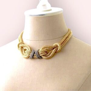 Stella & Dot ~Admiral Statement Necklace Gold Silver Collar ~ Limited Edition